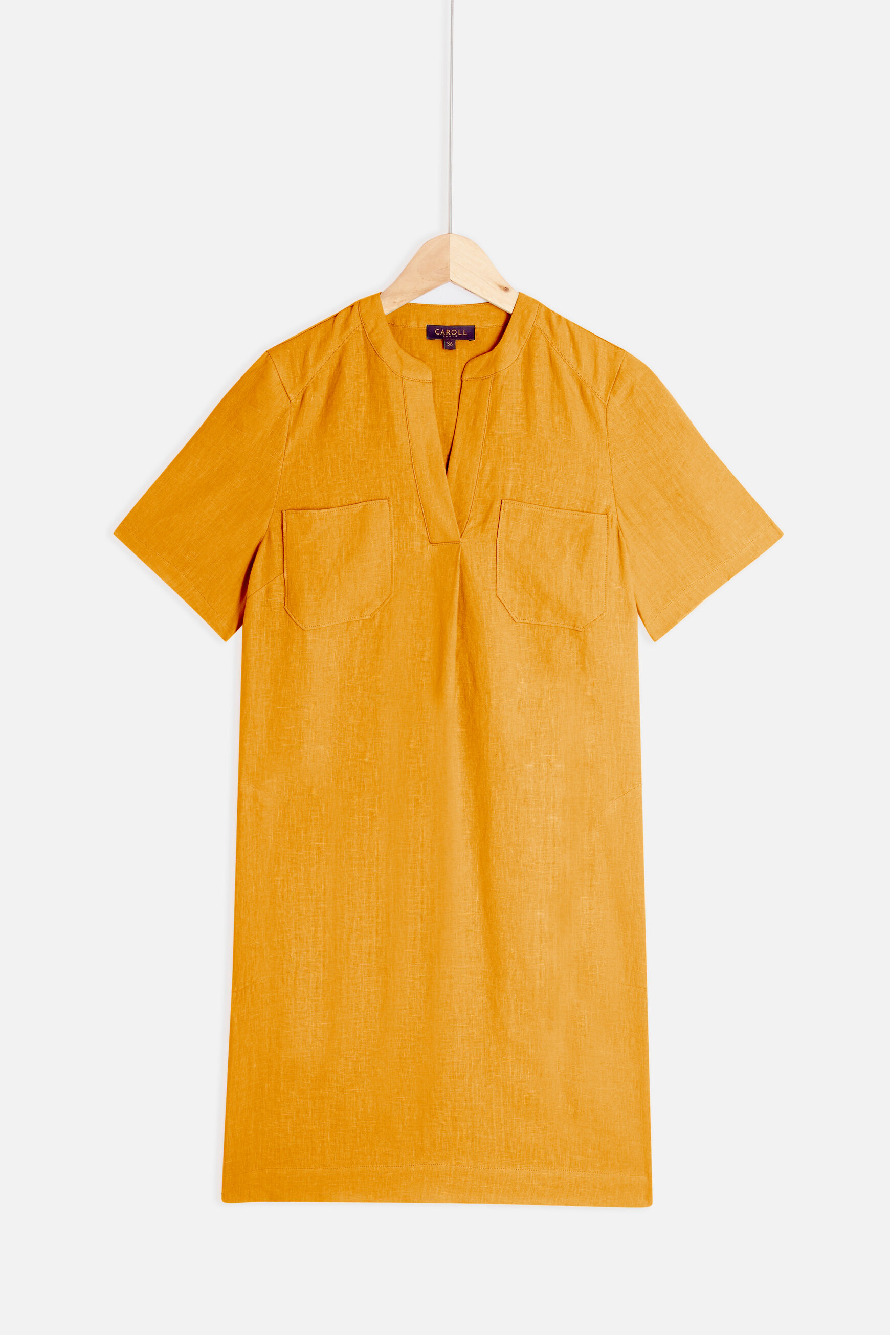robe beatrice 100% lin marron cognac femme
