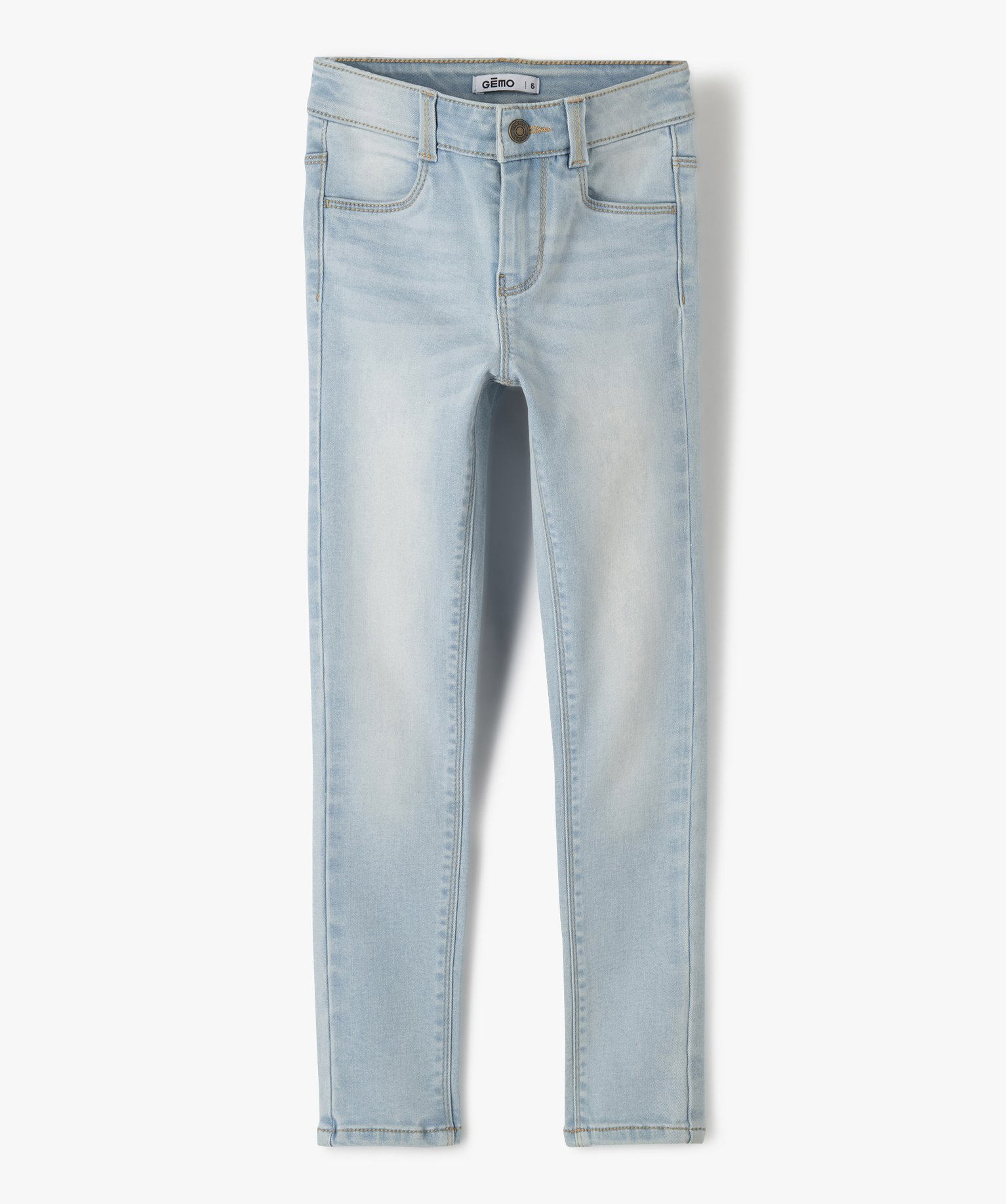 Jean ultra skinny à taille réglable fille bleach | GEMO