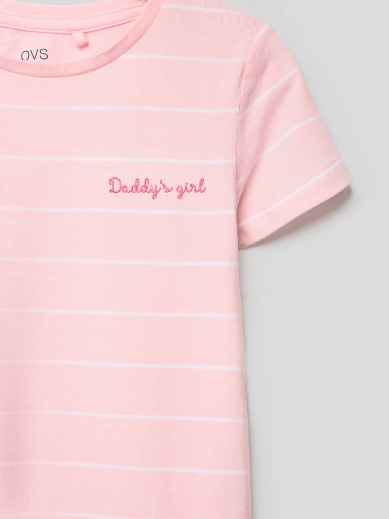 T-Shirt mit Streifenmuster Modell 'DADDY T-SHIRT' in rosa