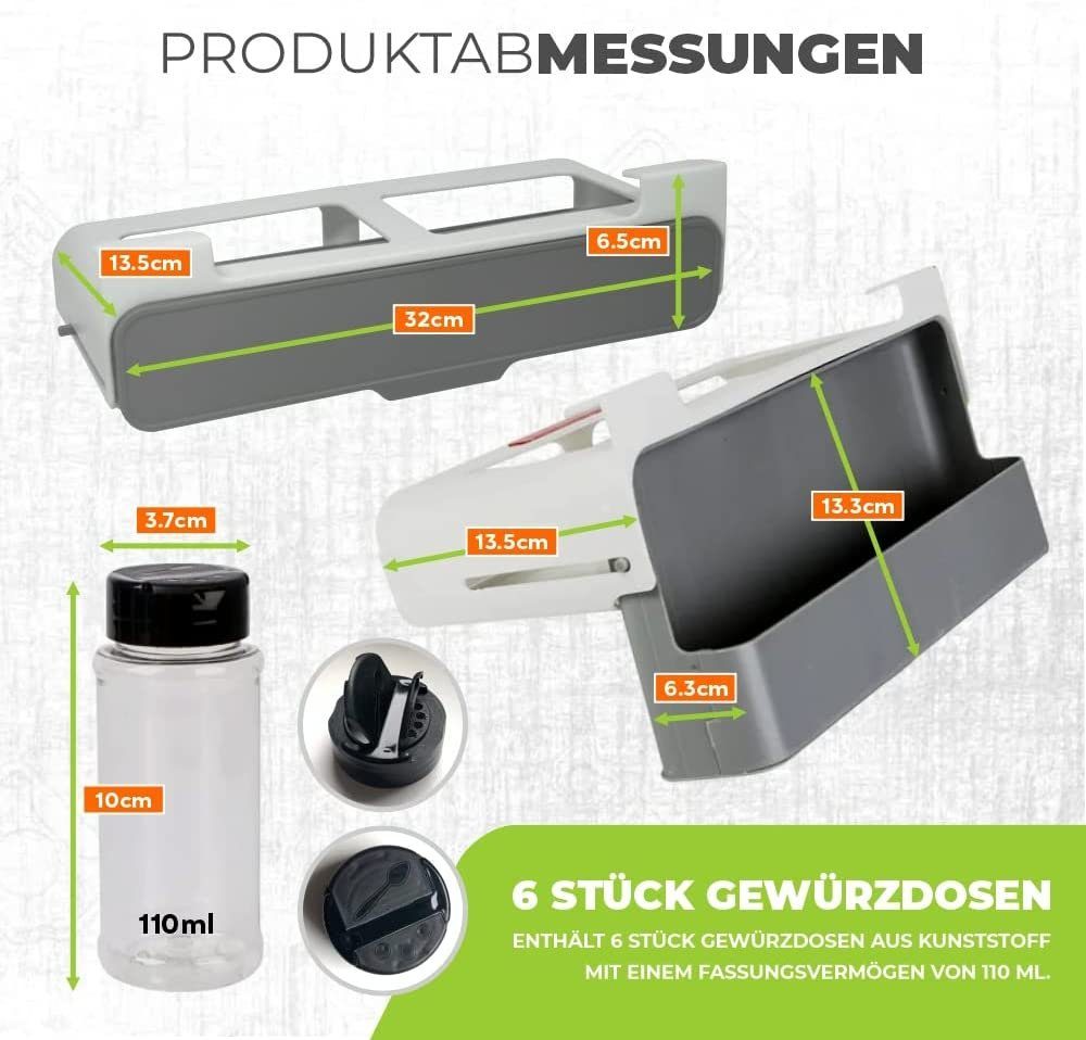Haiaveng Gewürzregal Gewürzregal Schublade,Gewürzregal ausziehbar, Gewürzregal Mit 6 Gewürzgläsern,ohne bohren