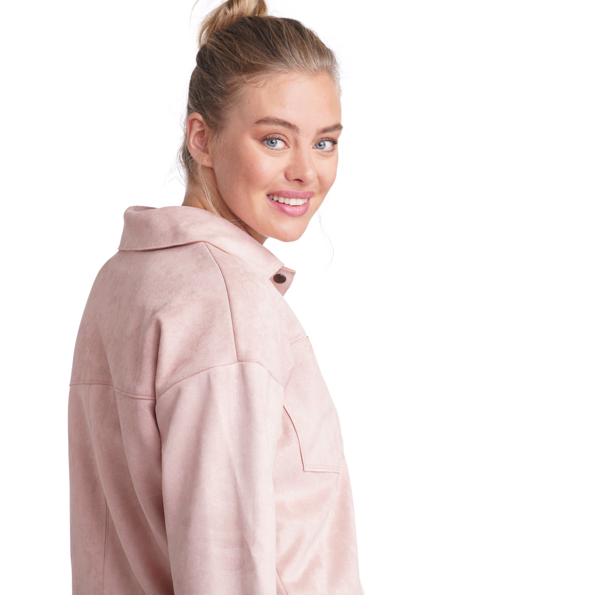 Damen Velours-Bluse mit Druckknopfleiste