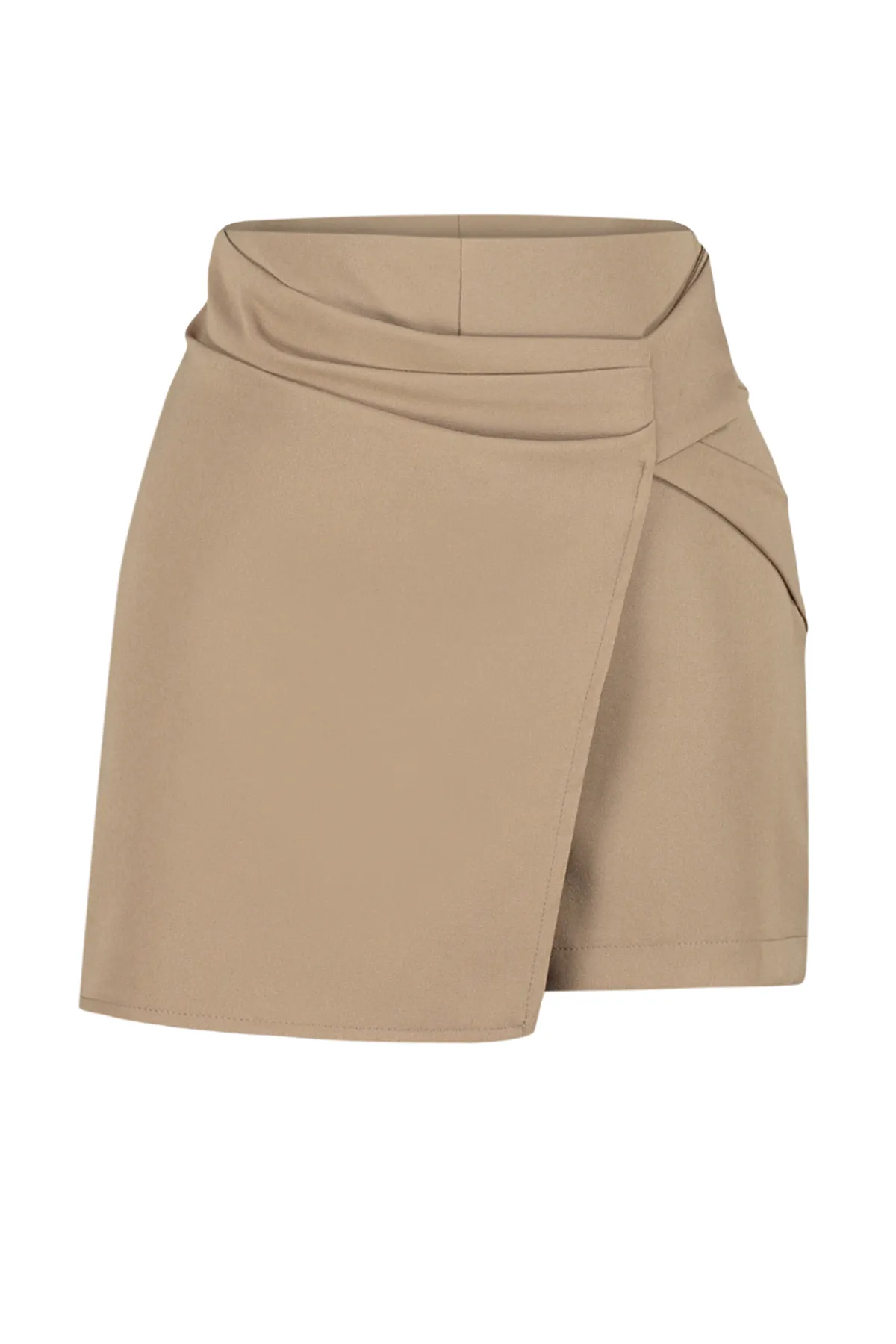 Trendyol Collection  Nerzfarbener, gewebter Shorts-Rock mit Knotendetails TWOSS24SR00005