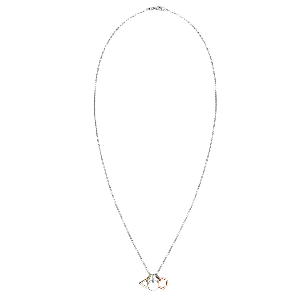 Elli Elli Collier Pendentif Femme Triangle Hexagonal Tendance Tricolore en Argent Ster Bijoux
