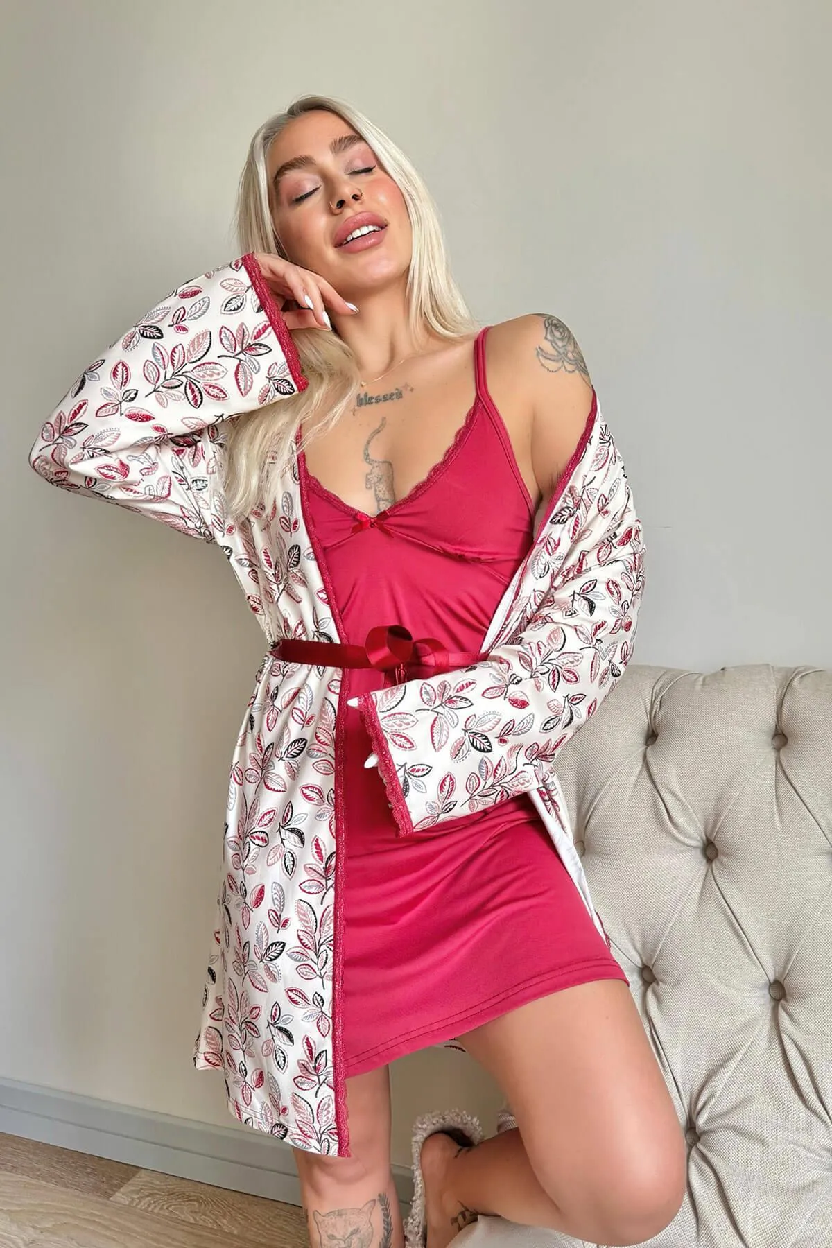 Pijamaevi  Pyjama set - Rot - Unifarben