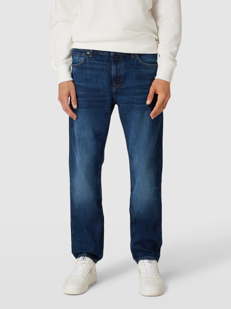 Slim Fit Jeans mit Kontrastnähten Modell 'Re.Maine' in dunkelblau