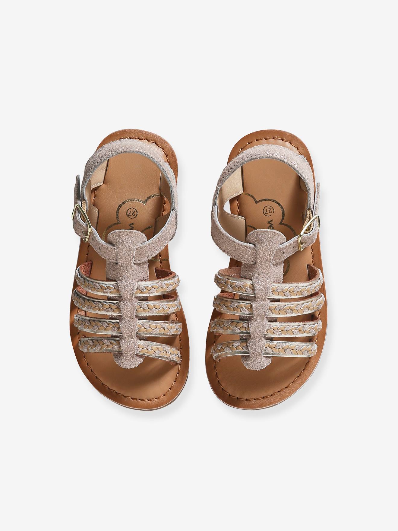 Vertbaudet Kinder Riemchen-Sandalen mit Anziehtrick - gold