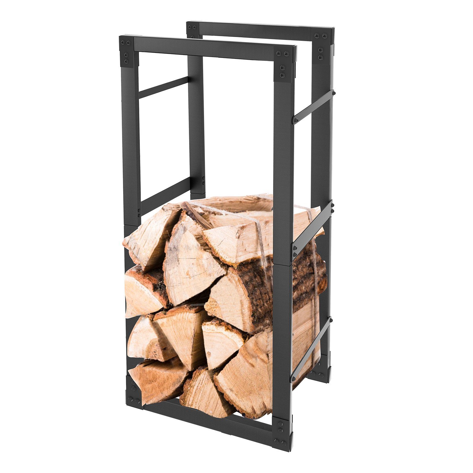 UISEBRT Kaminholzregal Kaminholzhalter Holzhalter Schwarz, für innen außen