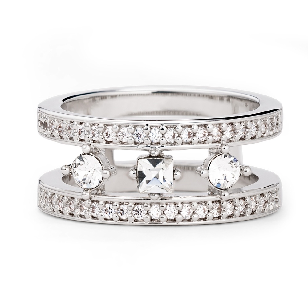 Pippa&Jean Bague tendance Laiton Oxyde de zirconium (CZ) en Argent Bague