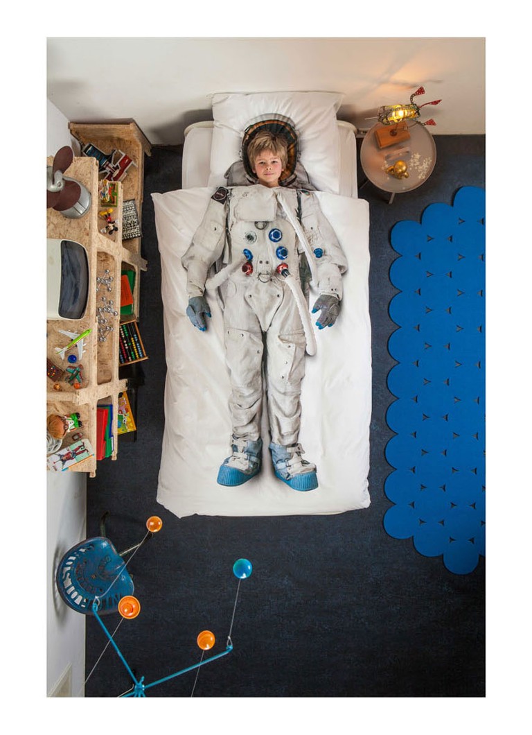 Parure de lit enfant Snurk Astronaut en percale de coton 160 fils/cm² - taies d'oreiller incluses