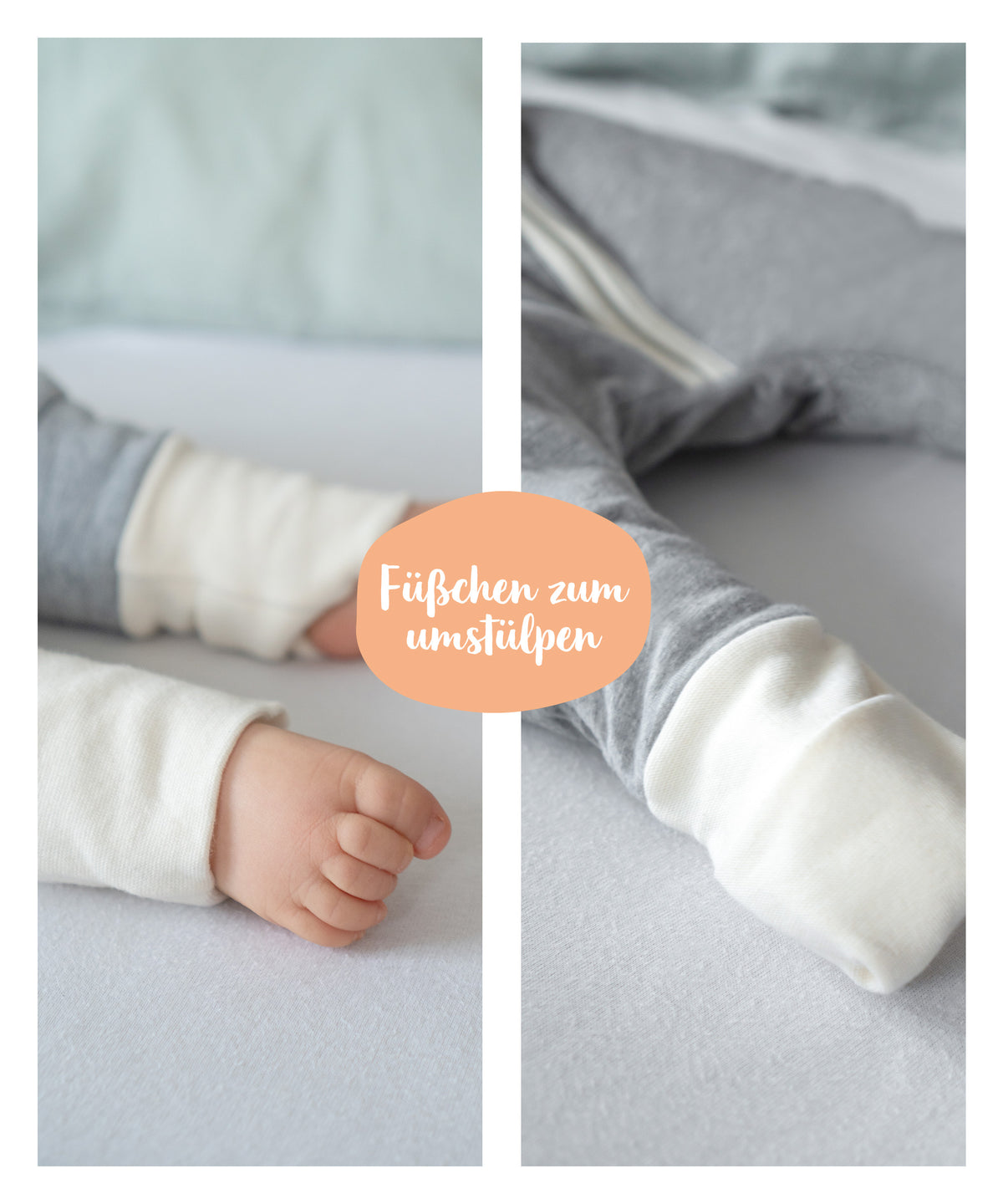 Baby-Schlafsack mit Beinen und Wollfüllung