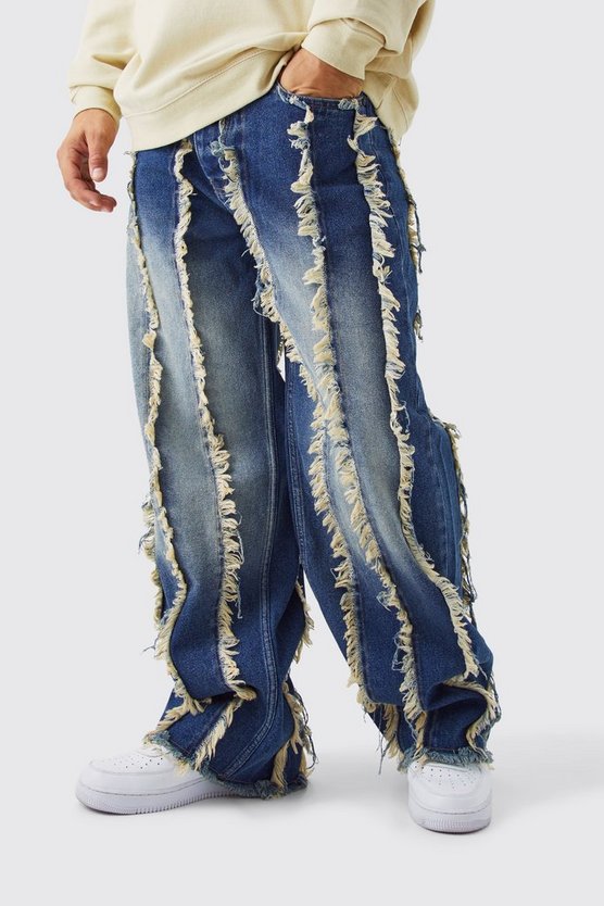 Lockere Jeans mit ausgefranstem Saum