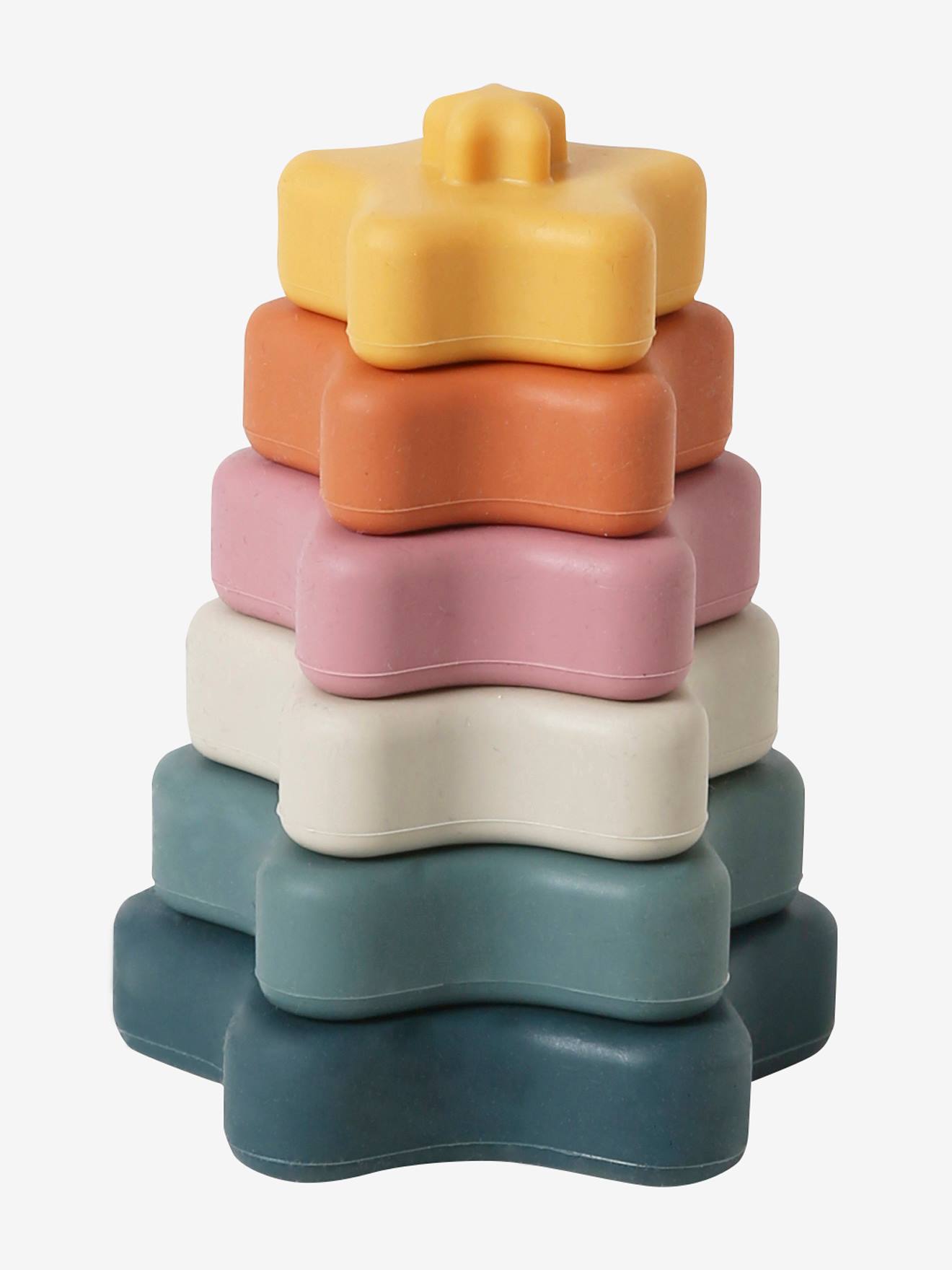 Pyramide d'étoiles à empiler en silicone multicolor