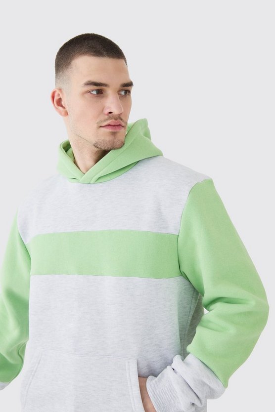 Tall grauer Colorblock Trainingsanzug mit Kapuze