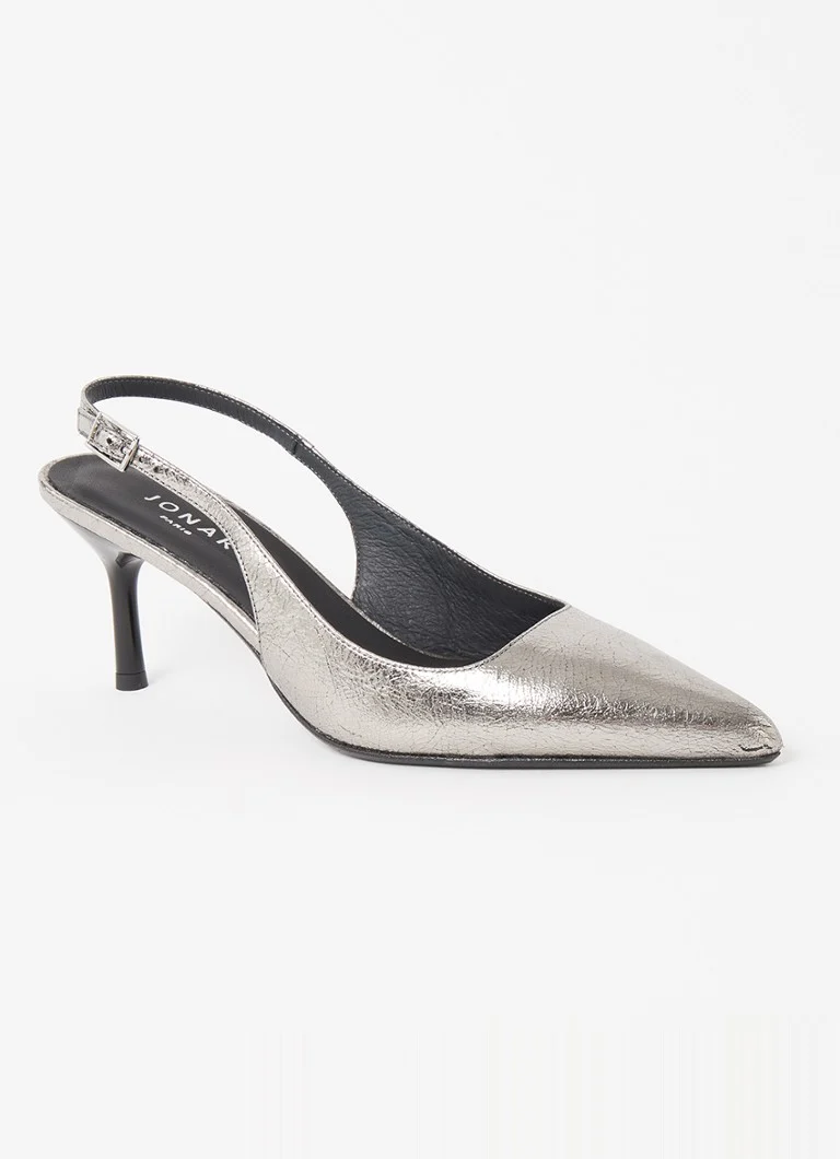 Jonak Diamantus leather slingback with metallic finish