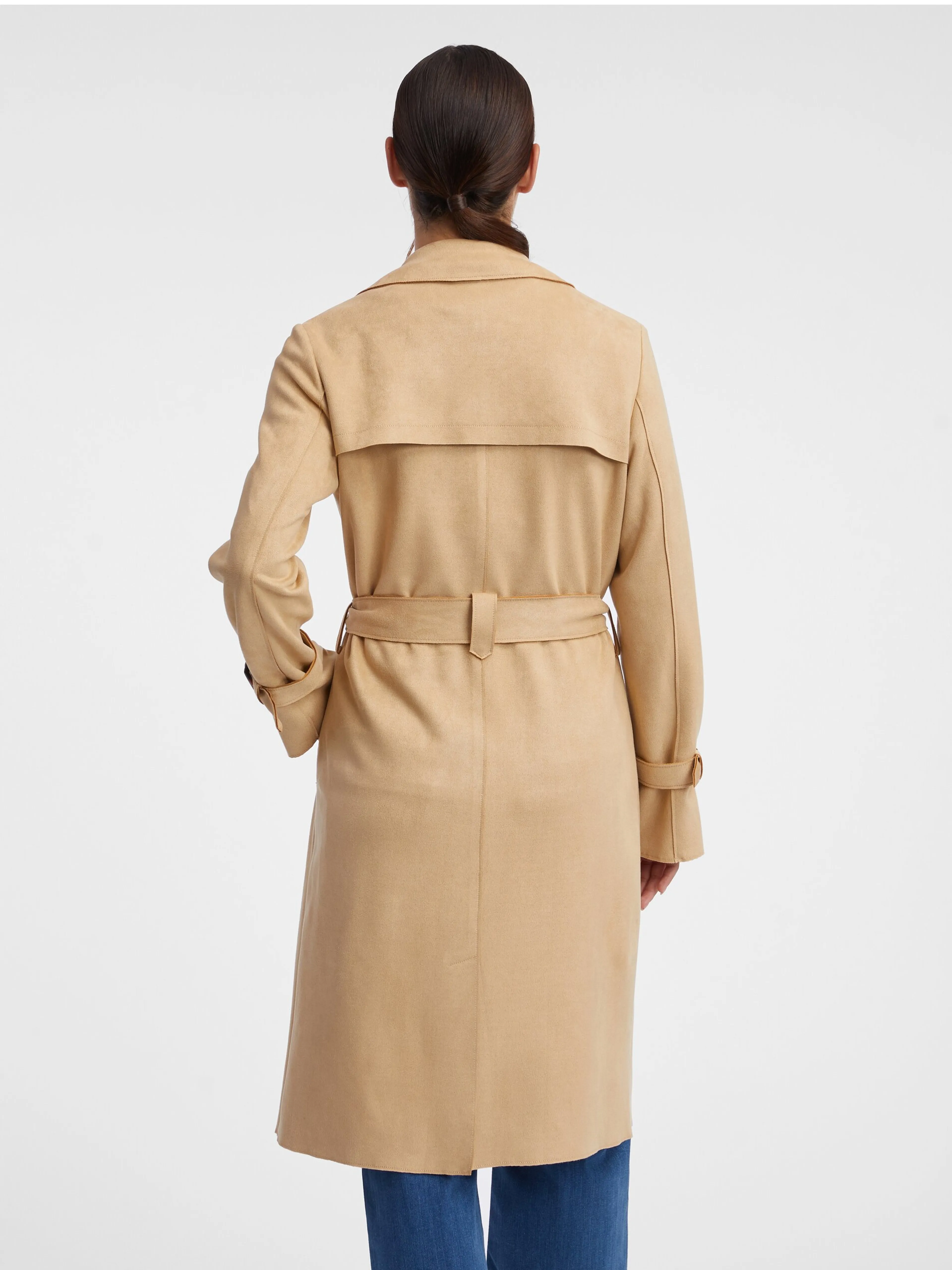 Beigefarbener Trenchcoat für Damen aus Wildleder ORSAY