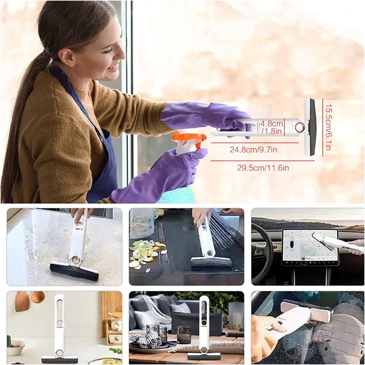 YUHRO Wischmopp Mini-Schwamm-Mopp, tragbar, handwaschbar zur Tischreinigung., Mini-Portable-Mopp mit Mopp und 2 Baumwollköpfen.