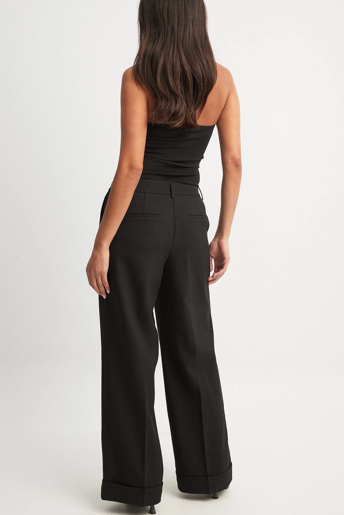Krempelbare Twill-Anzughose mit mittlerer Taille