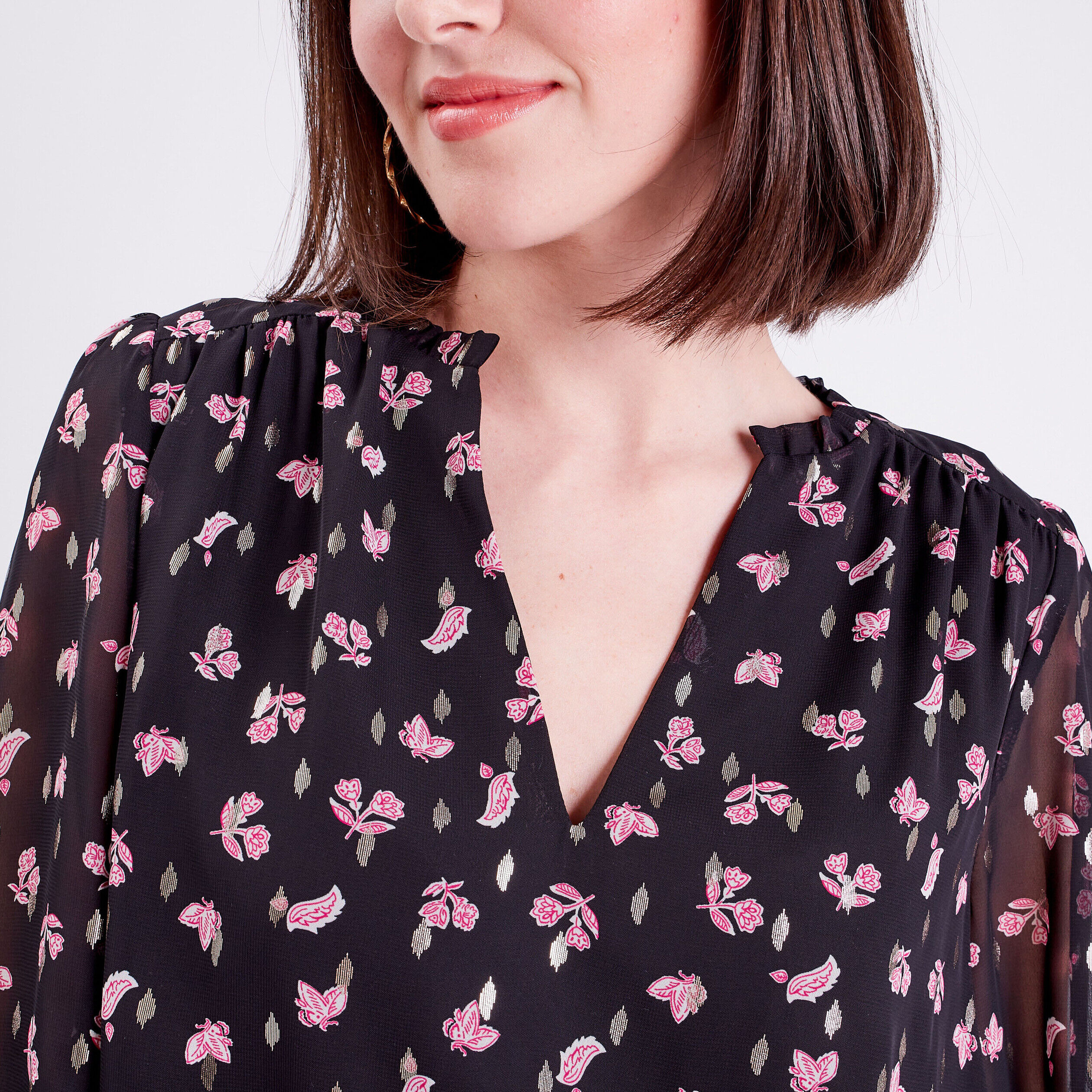 Blouse manches longues noir femme | Cache Cache