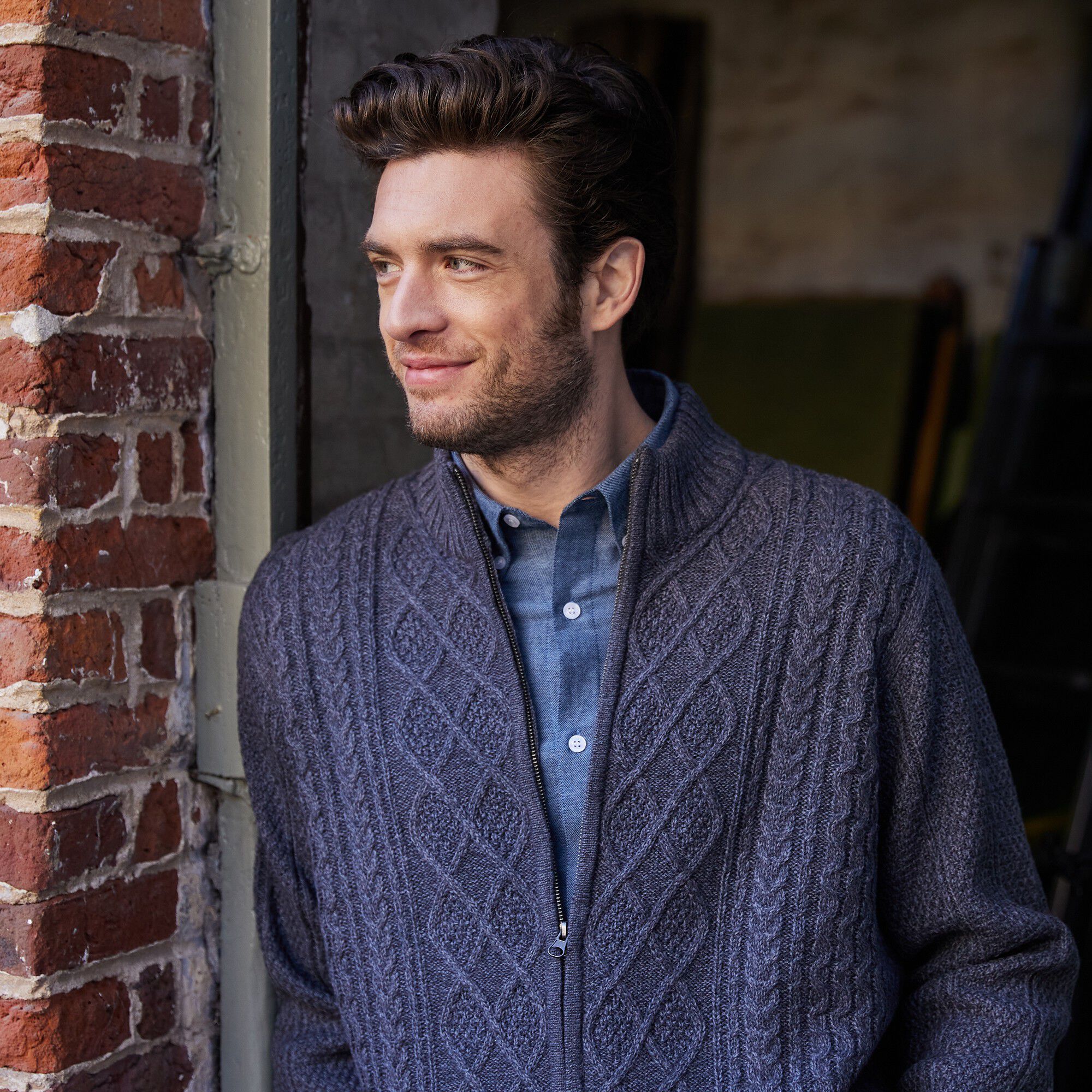 Gilet zippé maille irlandaise