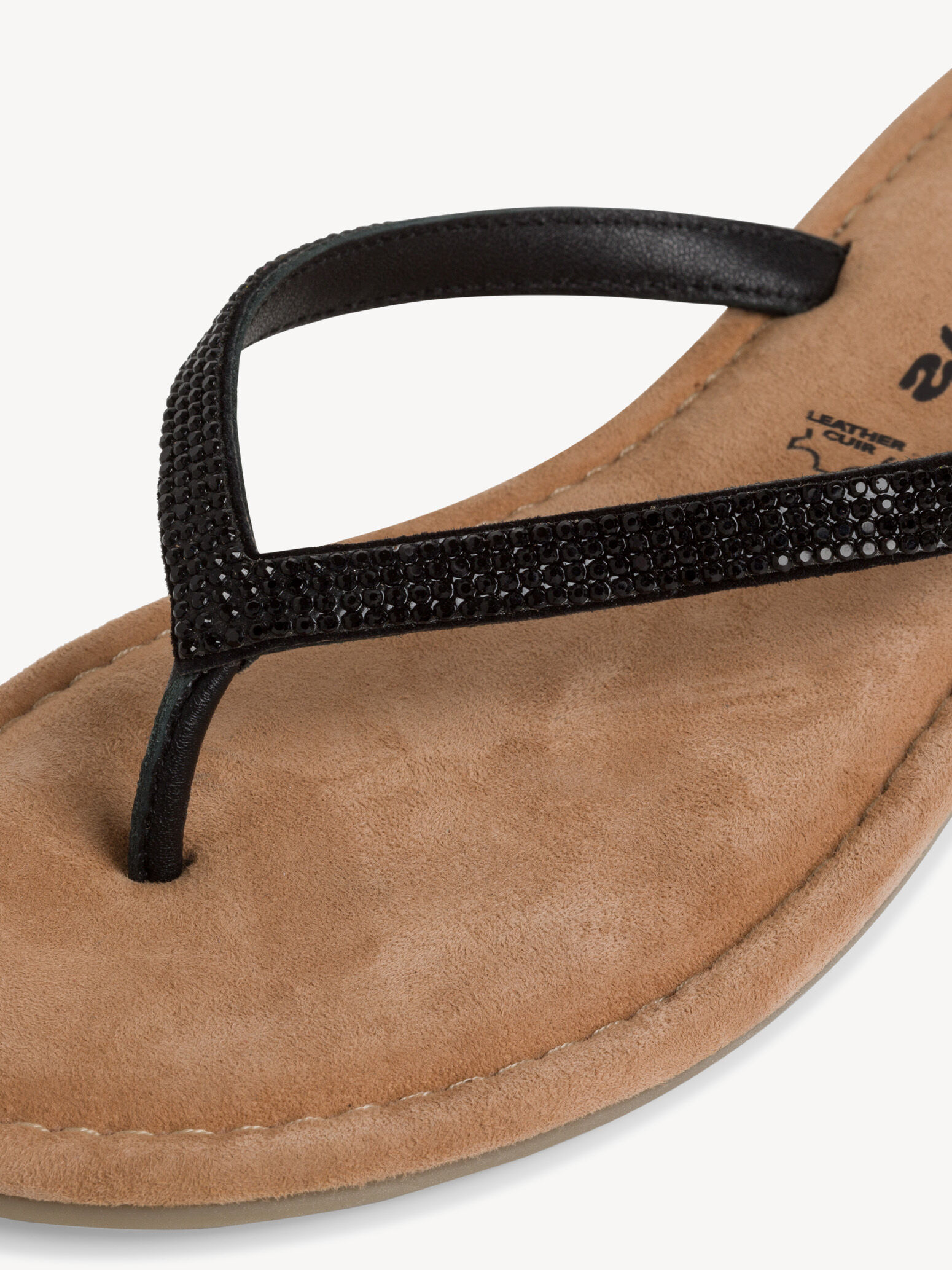 Tong en cuir - noir