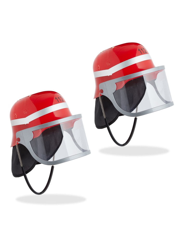 relaxdays 2x Kinder Feuerwehrhelm in Rot günstig kaufen onesize