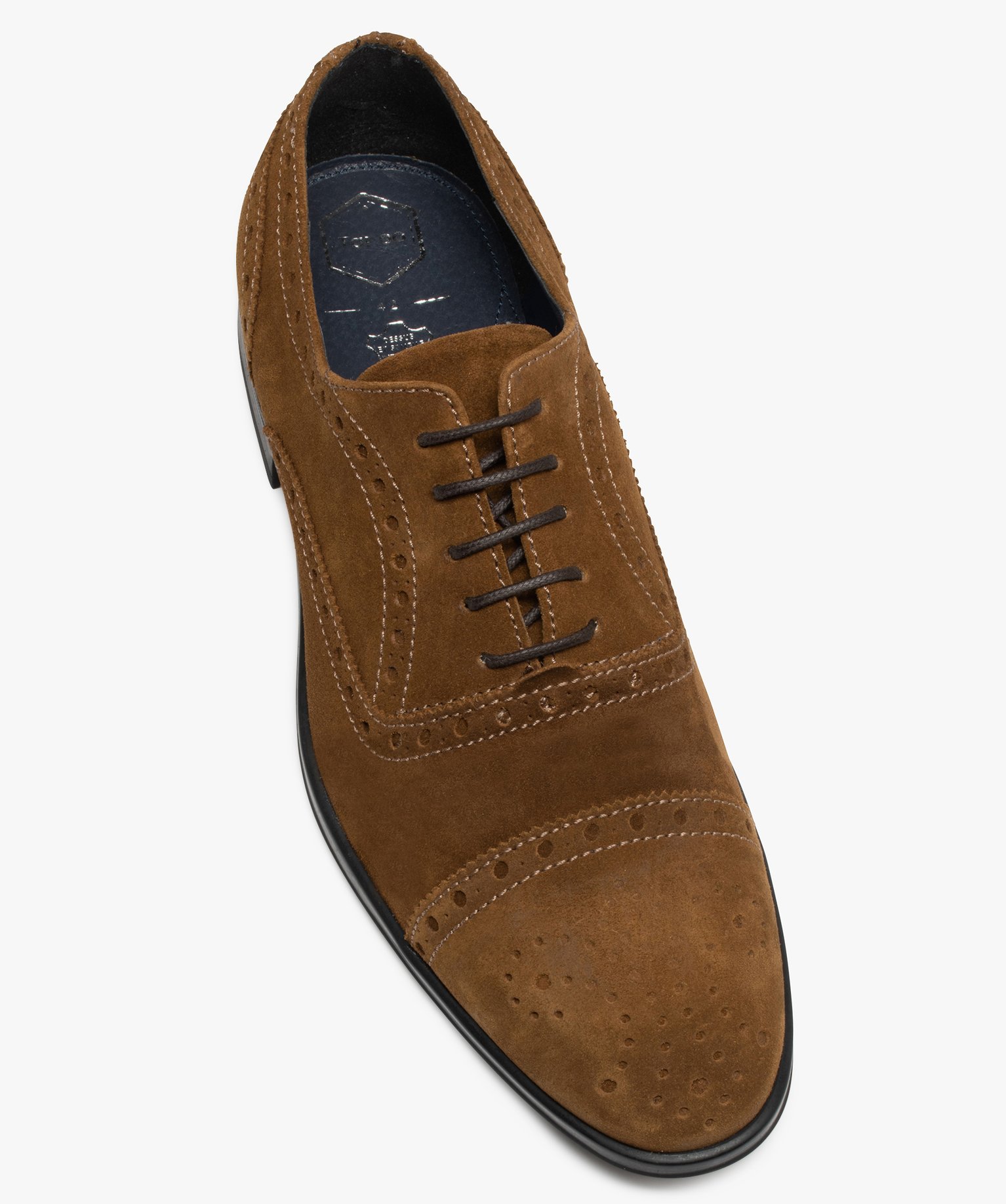 Derbies homme dessus cuir retourné et bout fleuri - Tanéo camel | GEMO