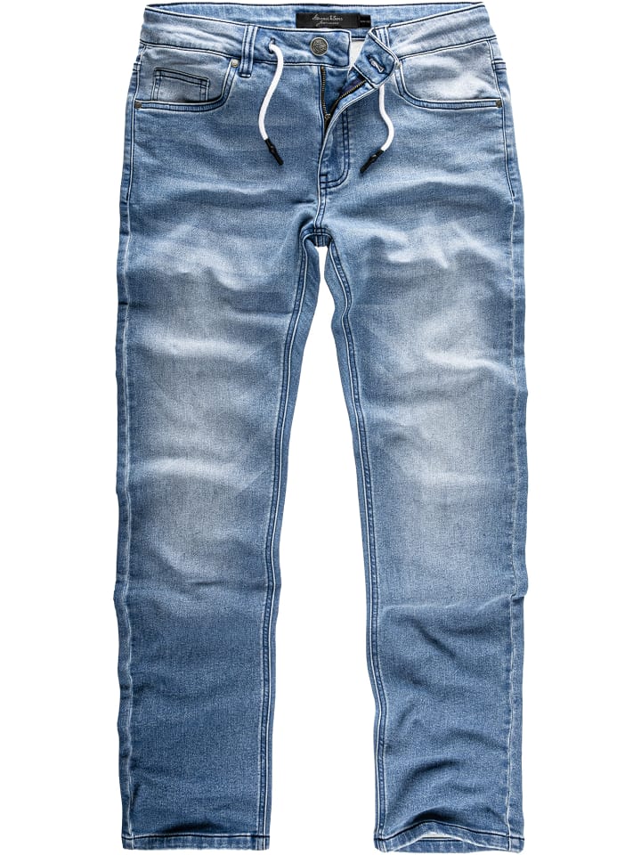Amaci&Sons Sweathose im Denim Look COPPELL in Hellblau günstig kaufen