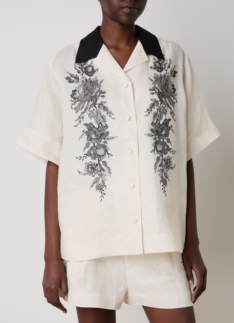 Zimmermann Linen blouse with floral print