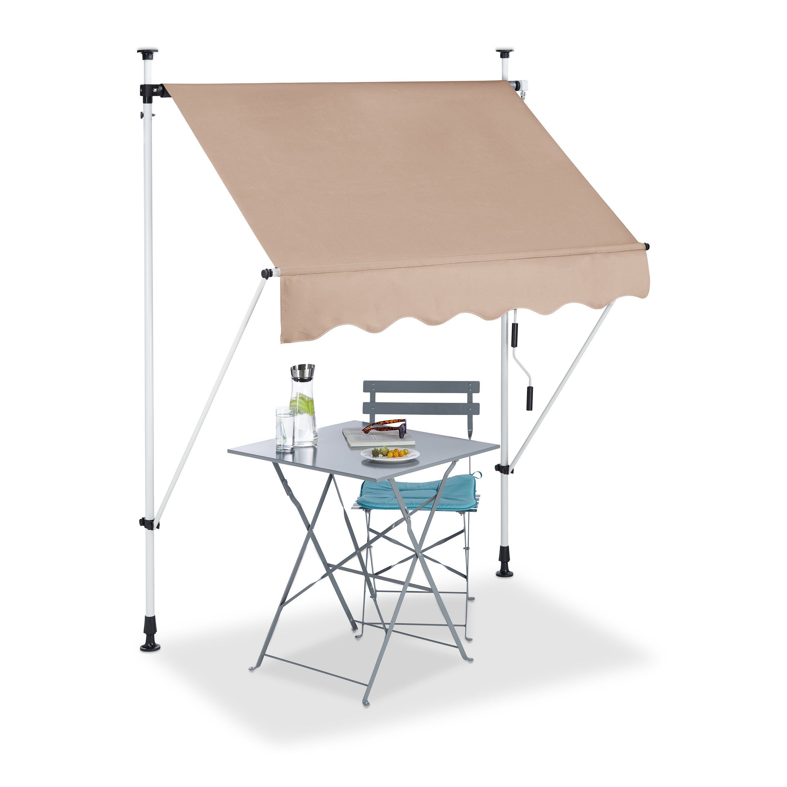 relaxdays Klemmmarkise Klemmmarkise beige 150 x 120 cm