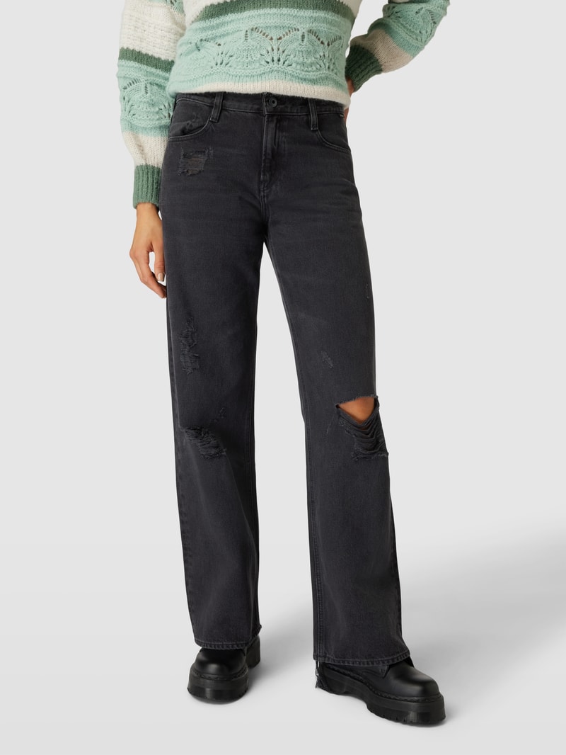 Bootcut Jeans im Destroyed-Look Modell 'Judee Loose' in schwarz