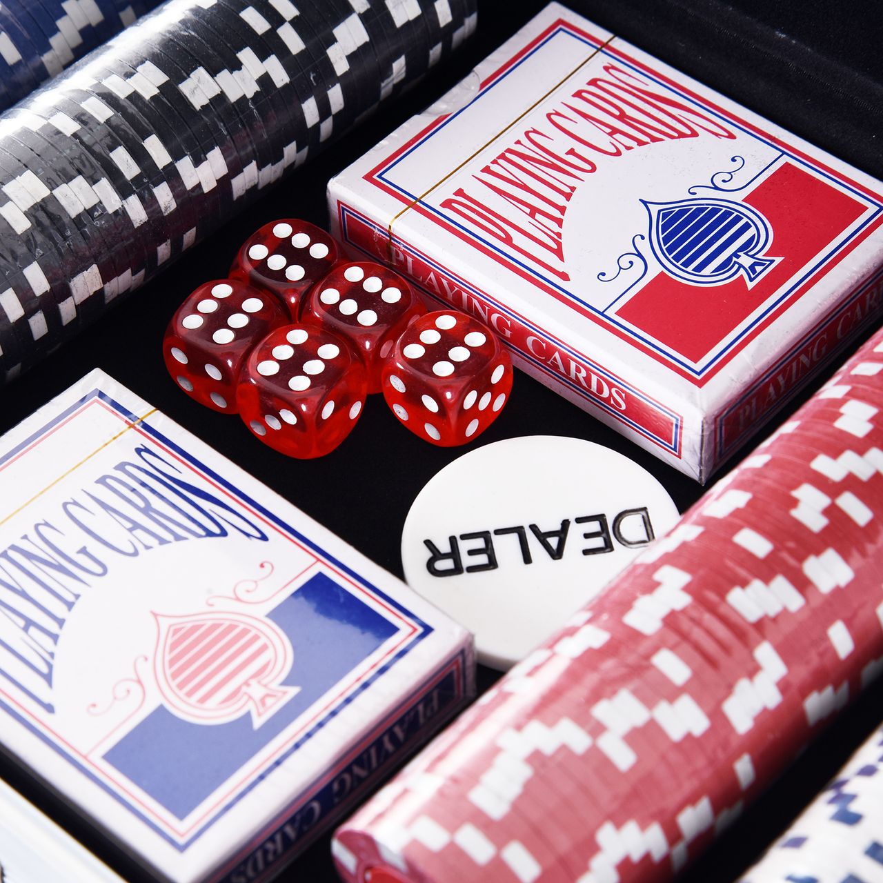 HOMCOM Pokerkoffer Pokerset Poker Set Jetons Koffer 38x20,5x6,5 cm