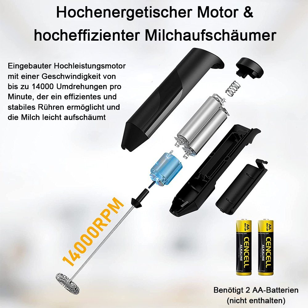 zggzerg Milchaufschäumer Milchaufschäumer Handheld für heiße Schokolade, Frappe, Latte