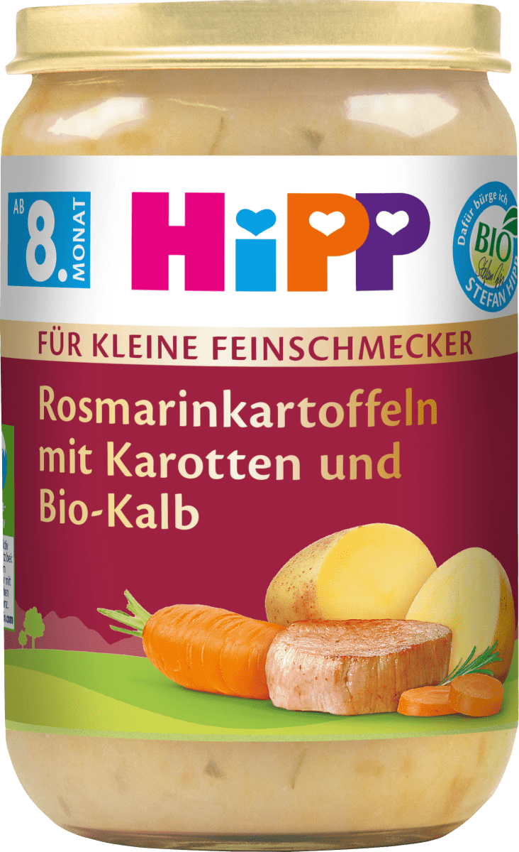 Menü Für kleine Feinschmecker Rosmarinkartoffeln mit Karotten und Bio-Kalb ab dem 8. Monat, 220 g