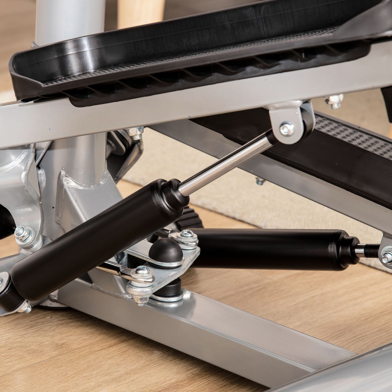 HOMCOM Stepper mit Handgriff Fitness einstellbare Geschwindigkeit Metall ABS Schwarz Silber