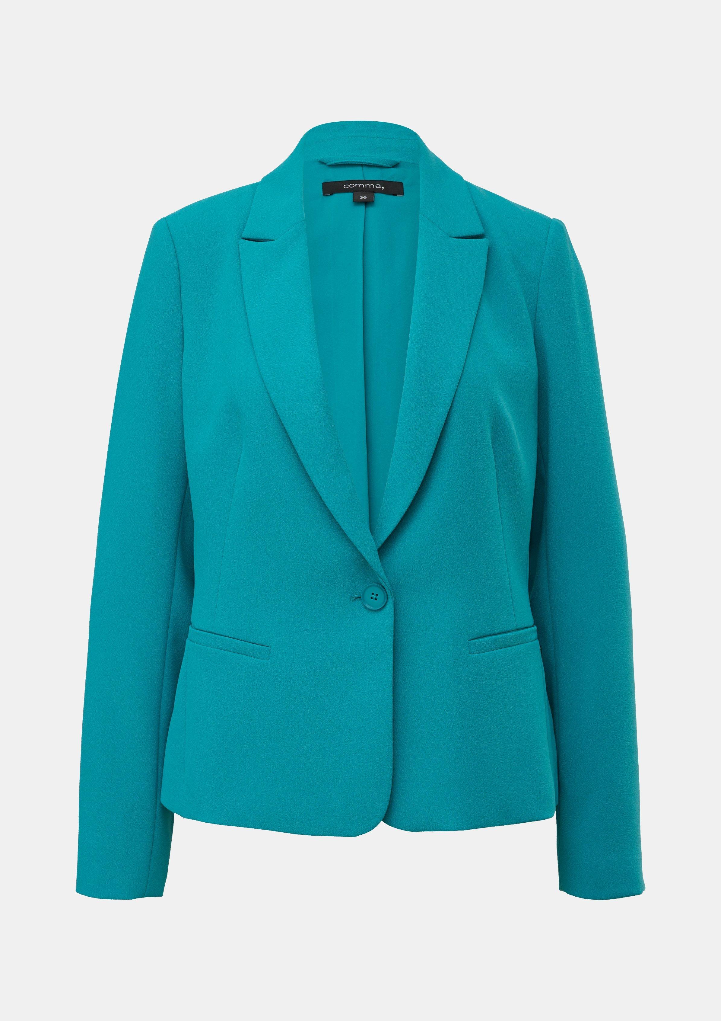 Blazer mit Crêpestruktur - türkisblau