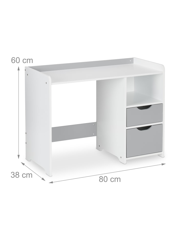 relaxdays Kinderschreibtisch in Weiß/ Grau - (B)80 x (H)60 x (T)38 cm günstig kaufen onesize