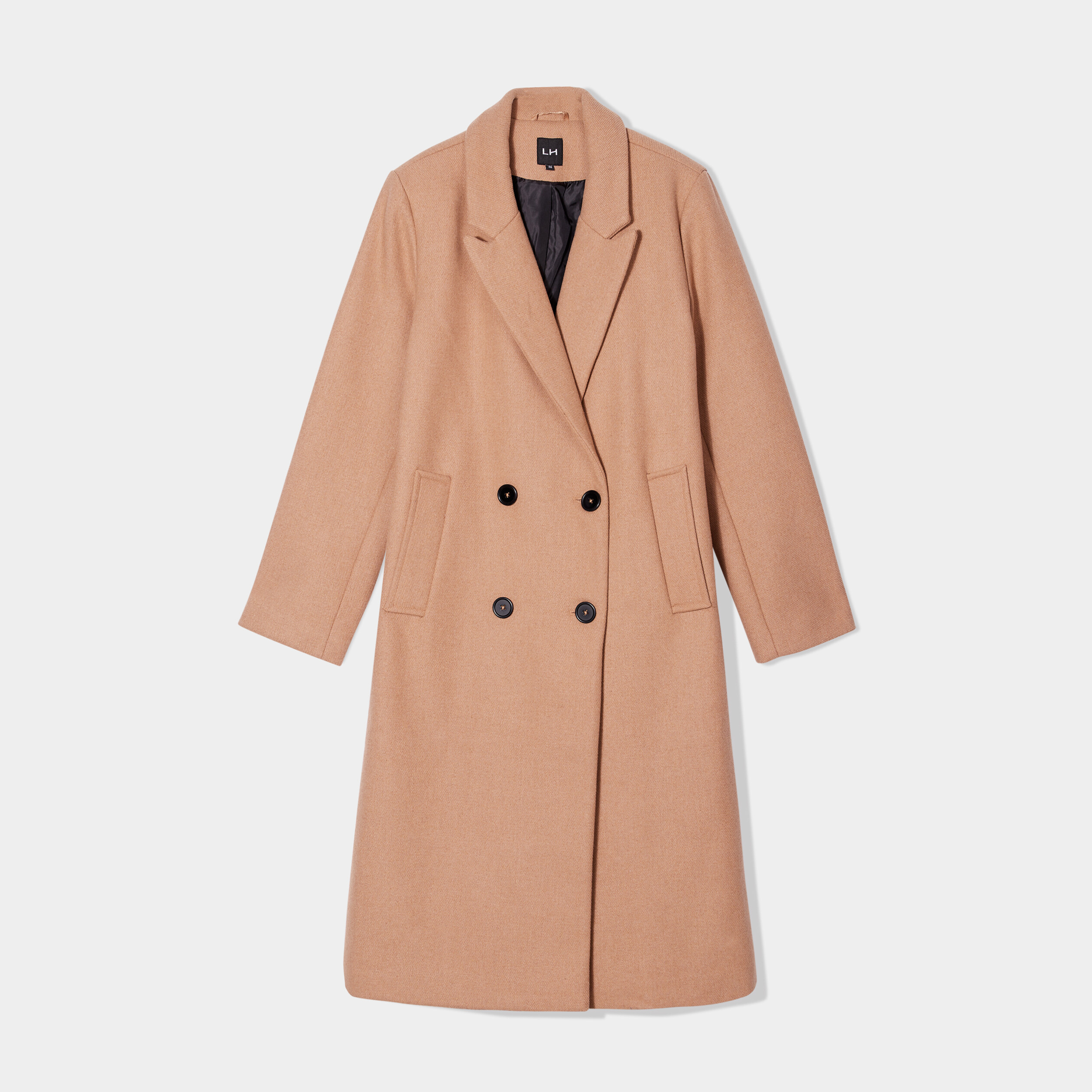 Manteau long boutonnage croisé taupe femme | La Halle