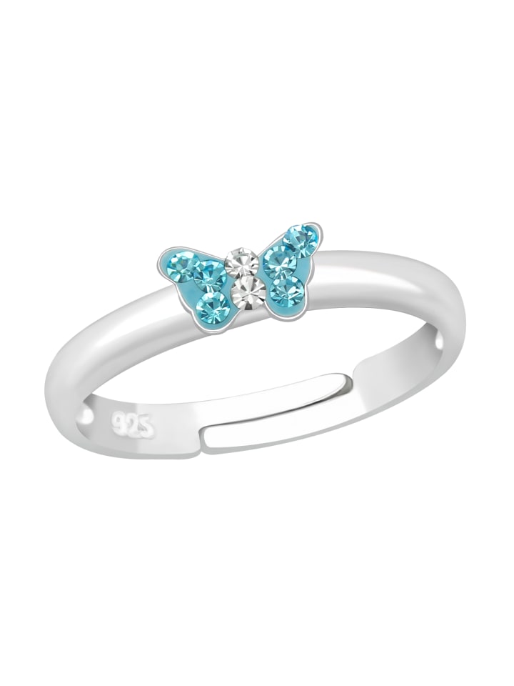 Alexander York Kinderschmuck-Ring SCHMETTERLING aqua in 925 Sterling Silber günstig kaufen onesize