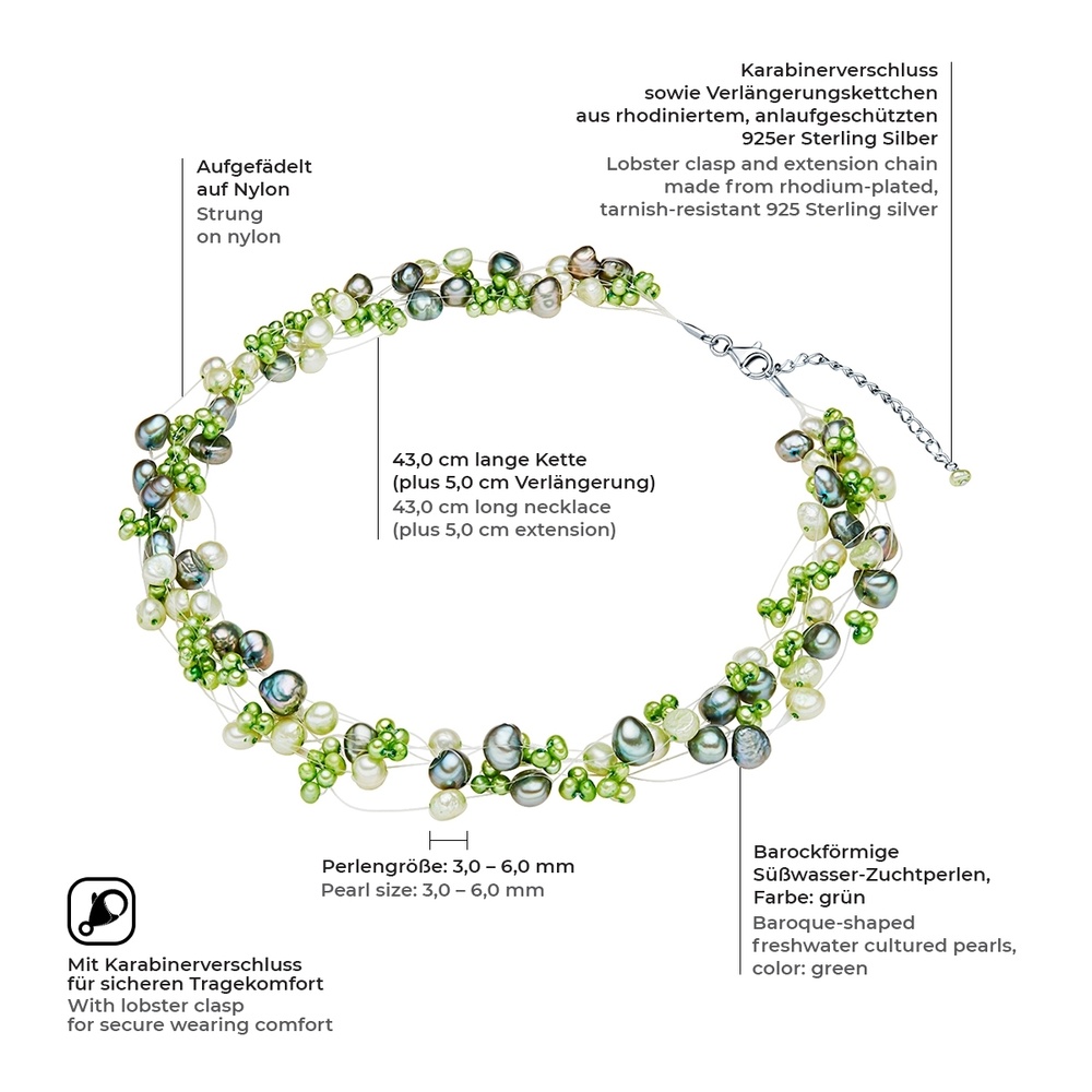 Valero Pearls Collier de perles Perle de culture d'eau douce Perle de culture d'eau douce en Ve collier