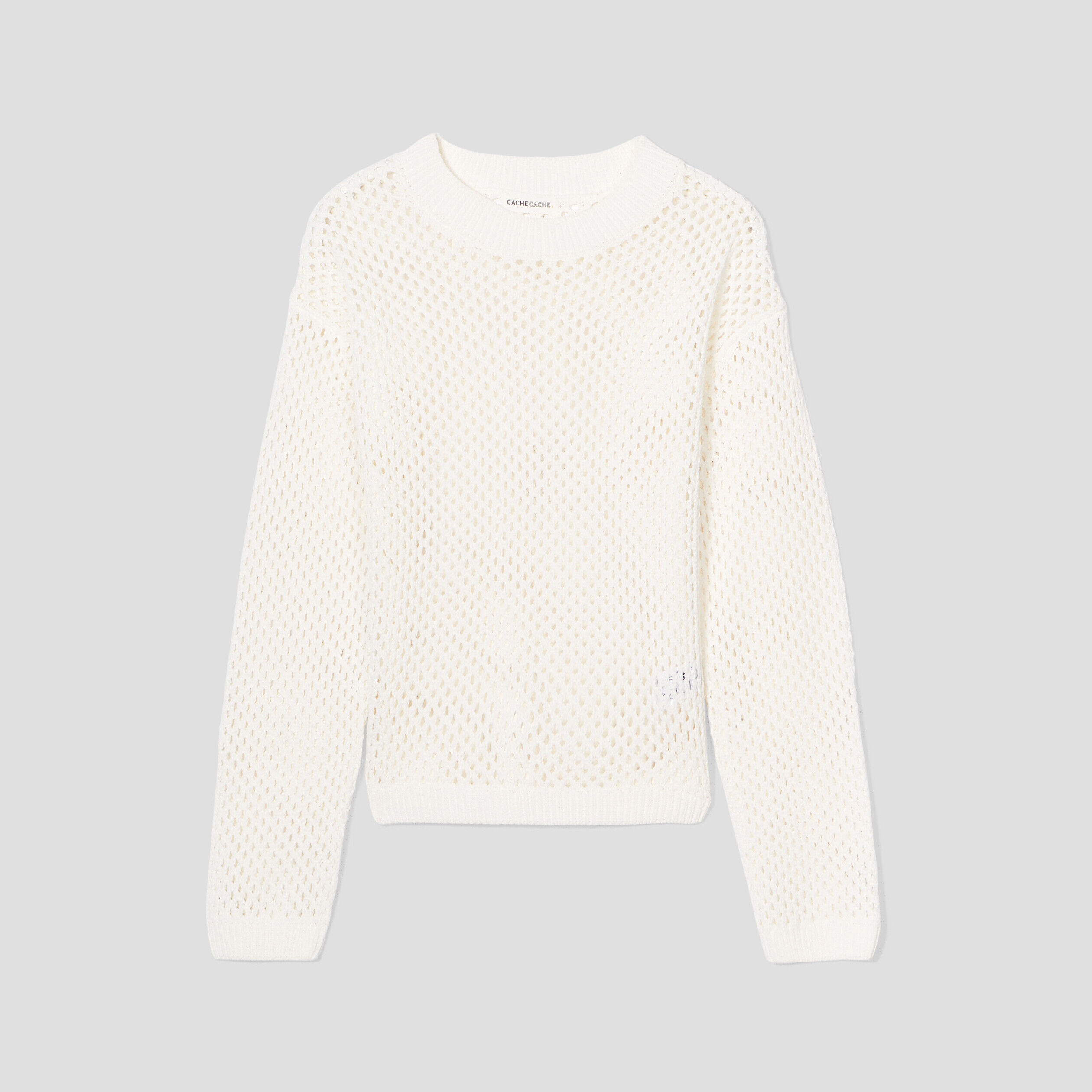 Pull ajouré col rond ecru femme | Cache Cache