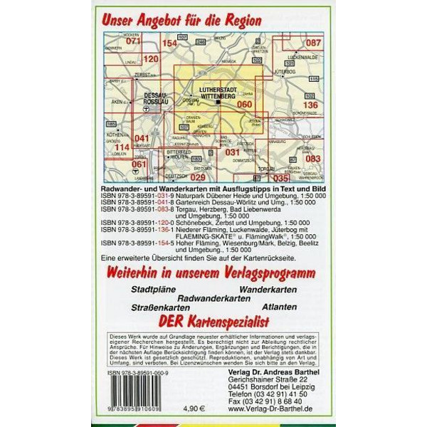 Lutherstadt Wittenberg und Umgebung. Radwander- und Wanderkarte 1 : 50 000 - Wanderkarte
