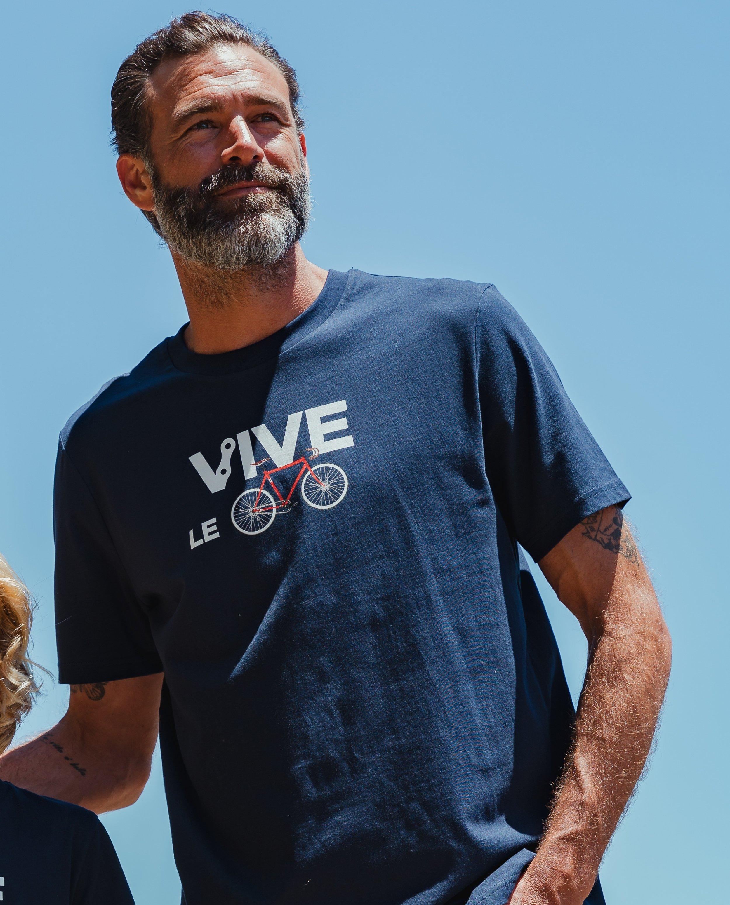 Vive le vélo póló sötétkék mintával