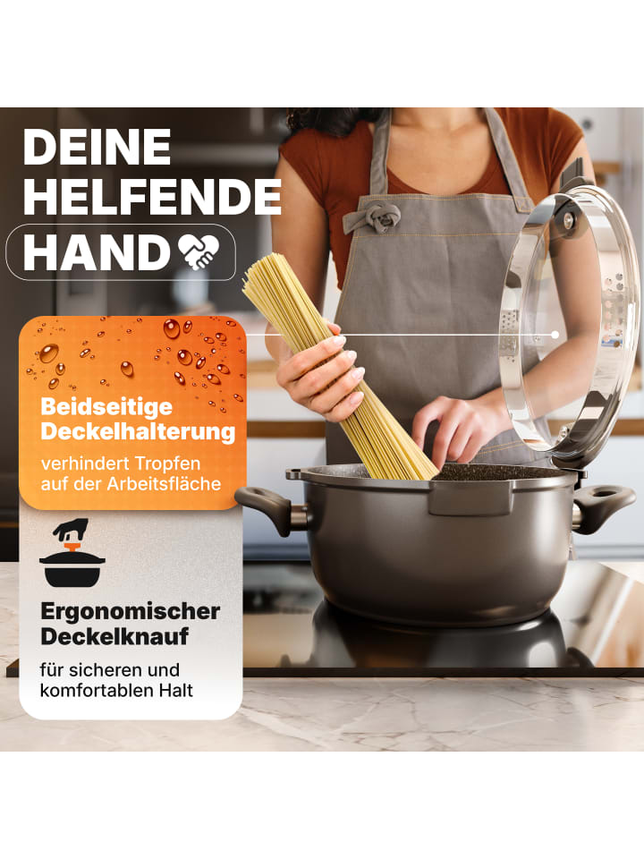 Stoneline Kochgeschirr-Set 8-teilig 18/20/24 | mit Deckeln in Grau günstig kaufen onesize
