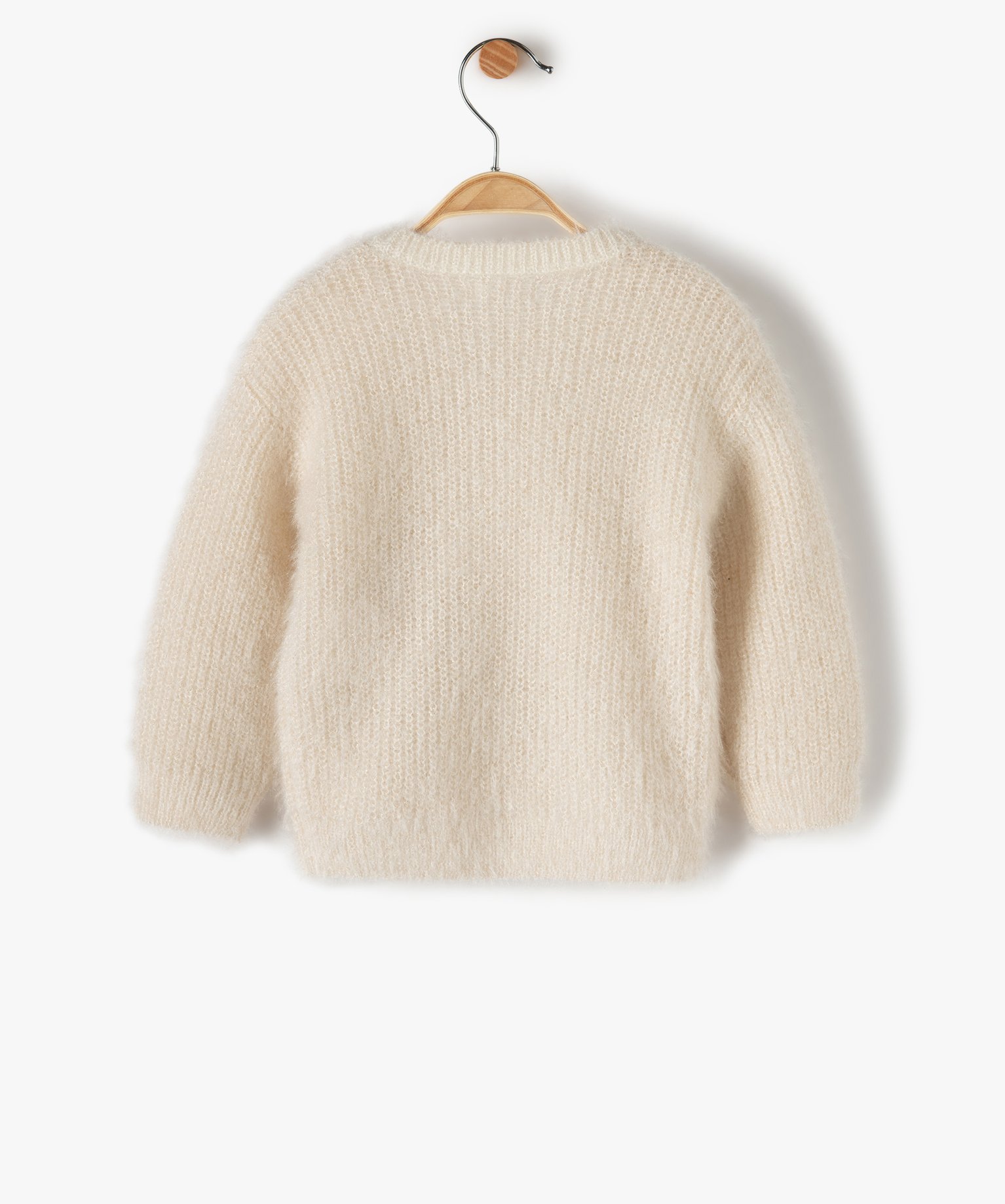 Gilet bébé fille en maille douce pailletée beige | GEMO