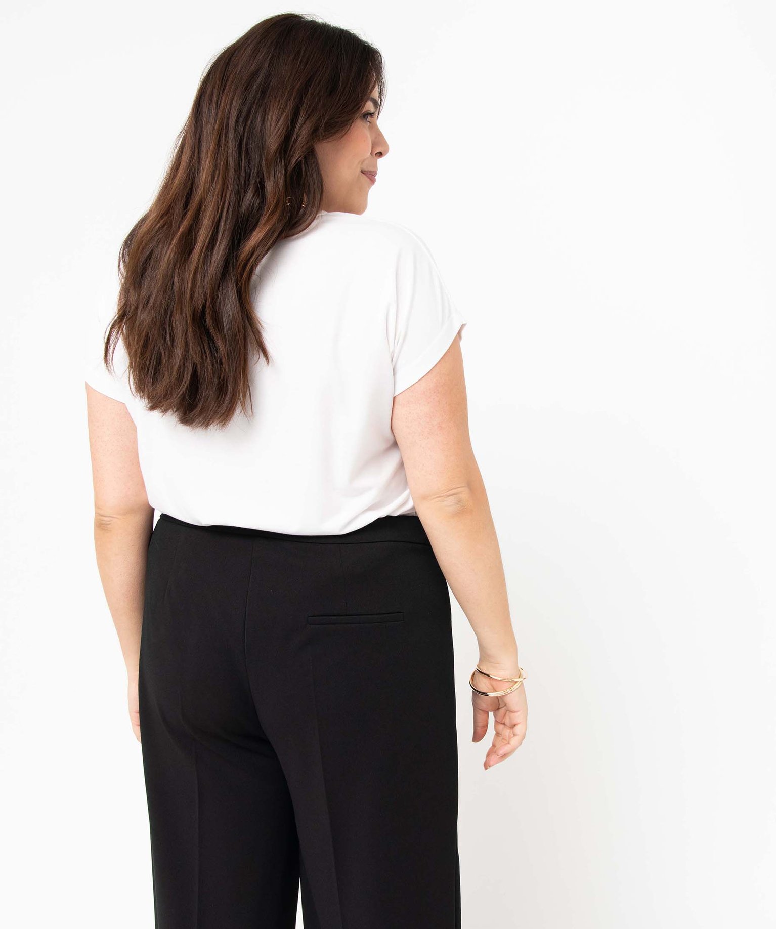 Tee-shirt femme grande taille à manches courtes avec motifs blanc | GEMO