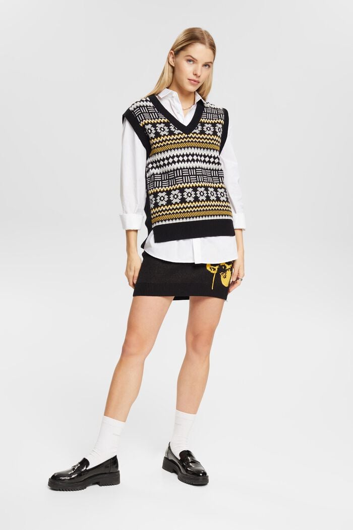Strick-Minirock mit floralem Jacquard-Muster