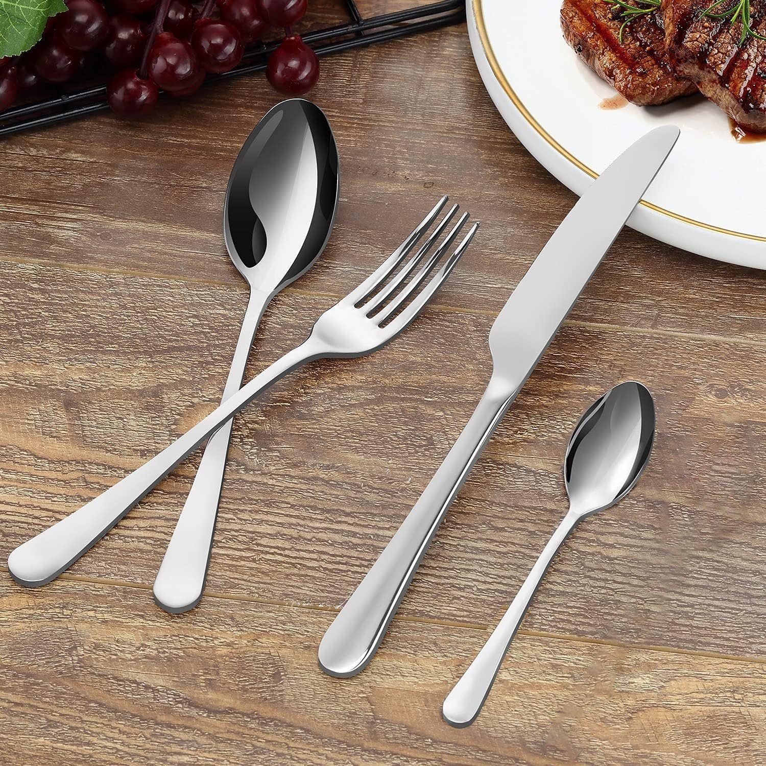 Yaviel Besteck-Set 24 Teilig 6 Personen Besteck Edelstahl Besteckset, Essbesteck Set mit Messer Gabel Löffel Hochwertiges Edelstahlbesteck