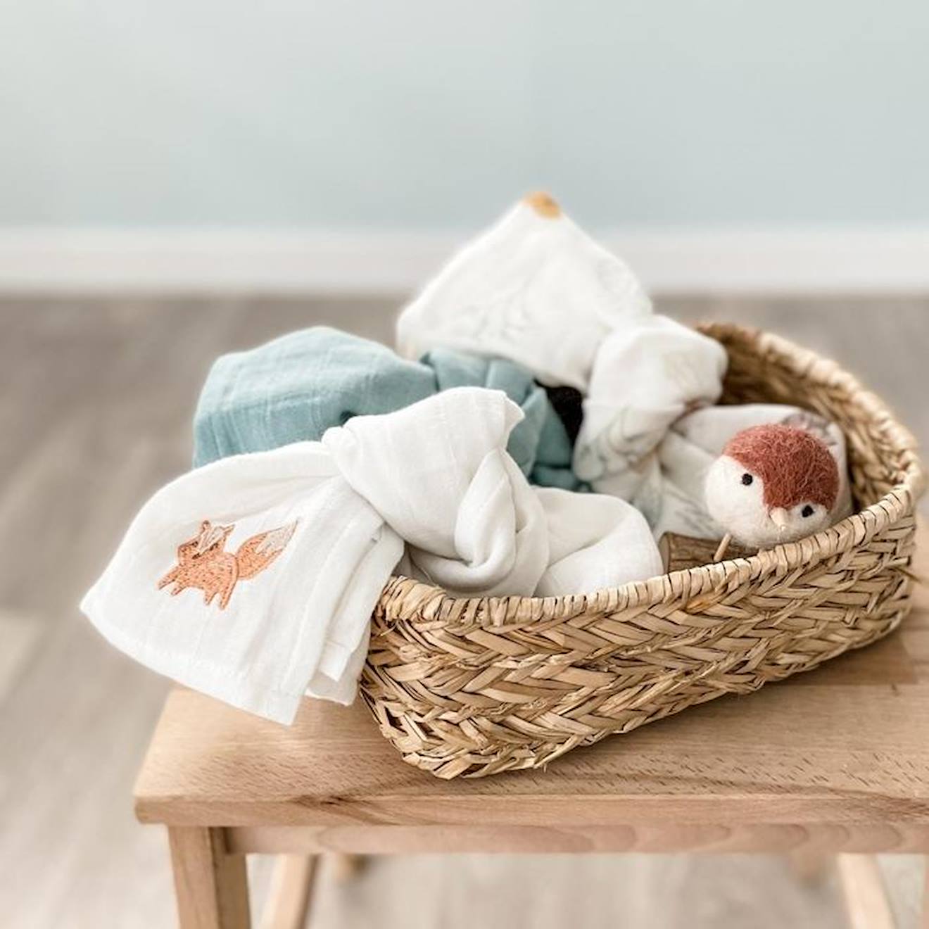 Lot de 3 langes en coton bio* Dream Forest beige