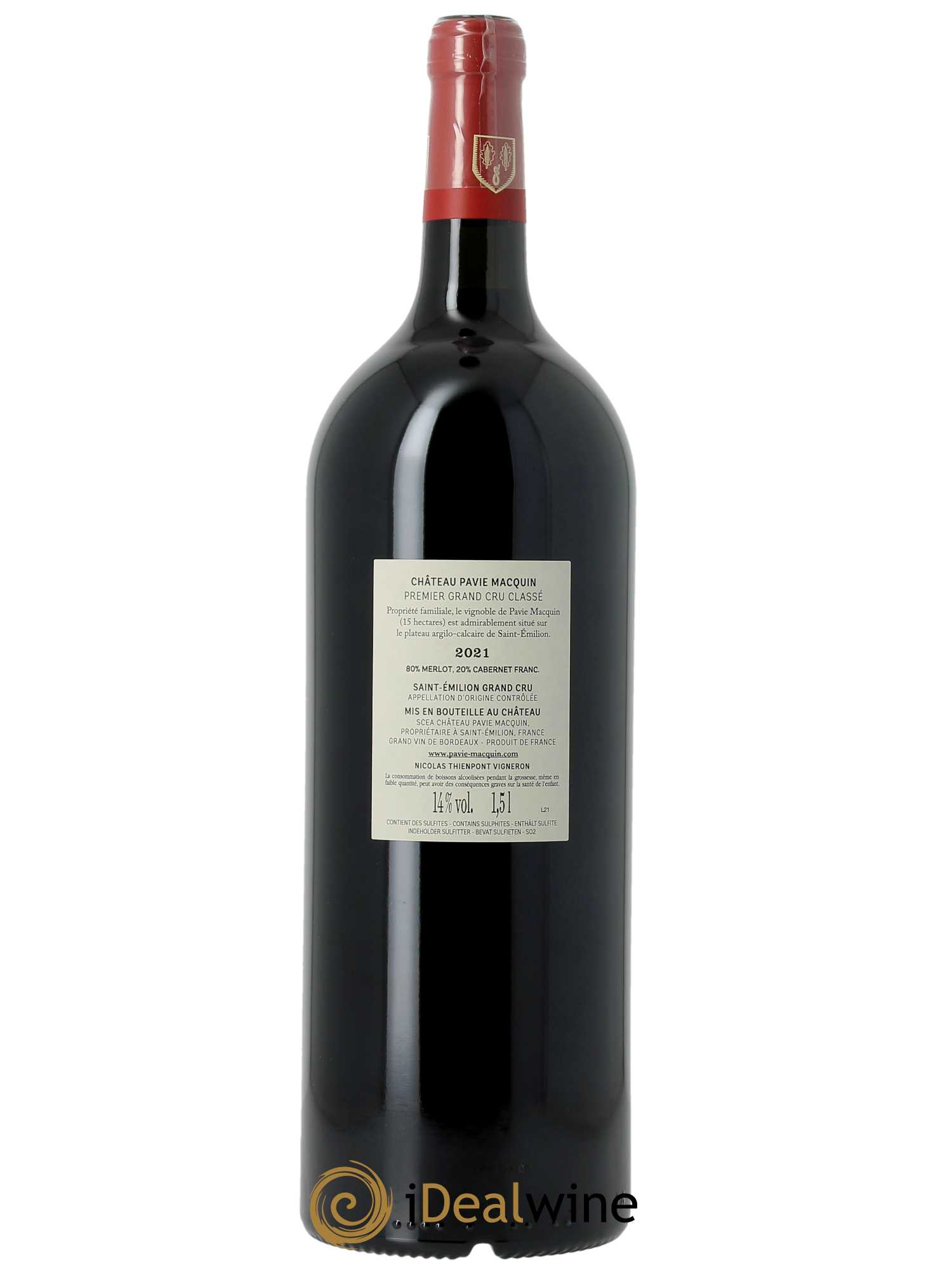 Château Pavie Macquin 1er Grand Cru Classé B (CBO à partir de 3 mg) 2021 - Lot de 1 Magnum