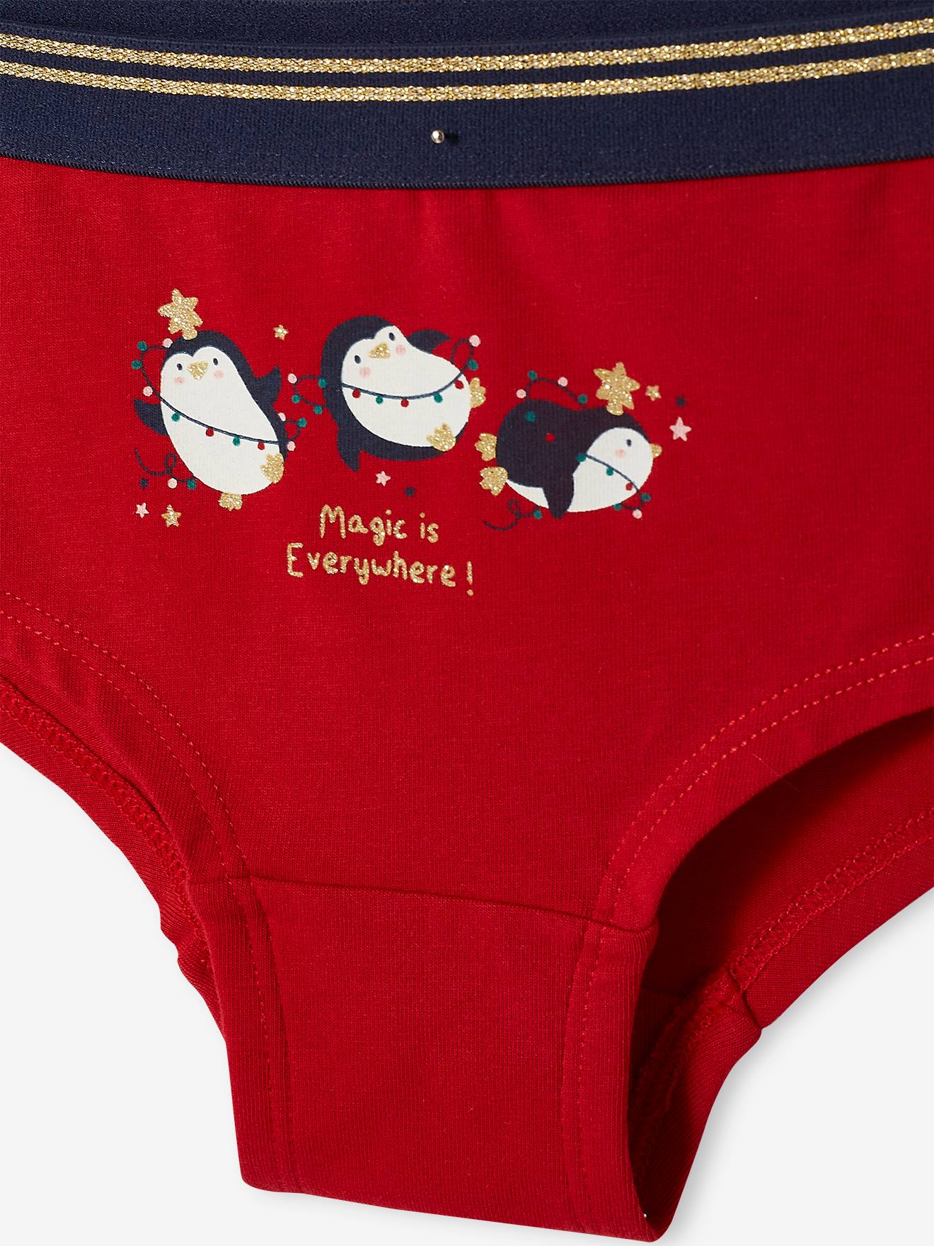 Lot de 3 shorties Noël fille rouge